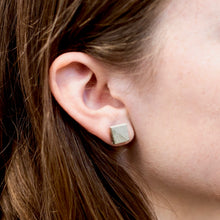 Load image into Gallery viewer, Gold Square Concrete Earrings - structur jewelry co.