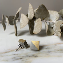 Load image into Gallery viewer, Gold Square Concrete Earrings - structur jewelry co.