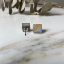 Load image into Gallery viewer, Gold Square Concrete Earrings - structur jewelry co.